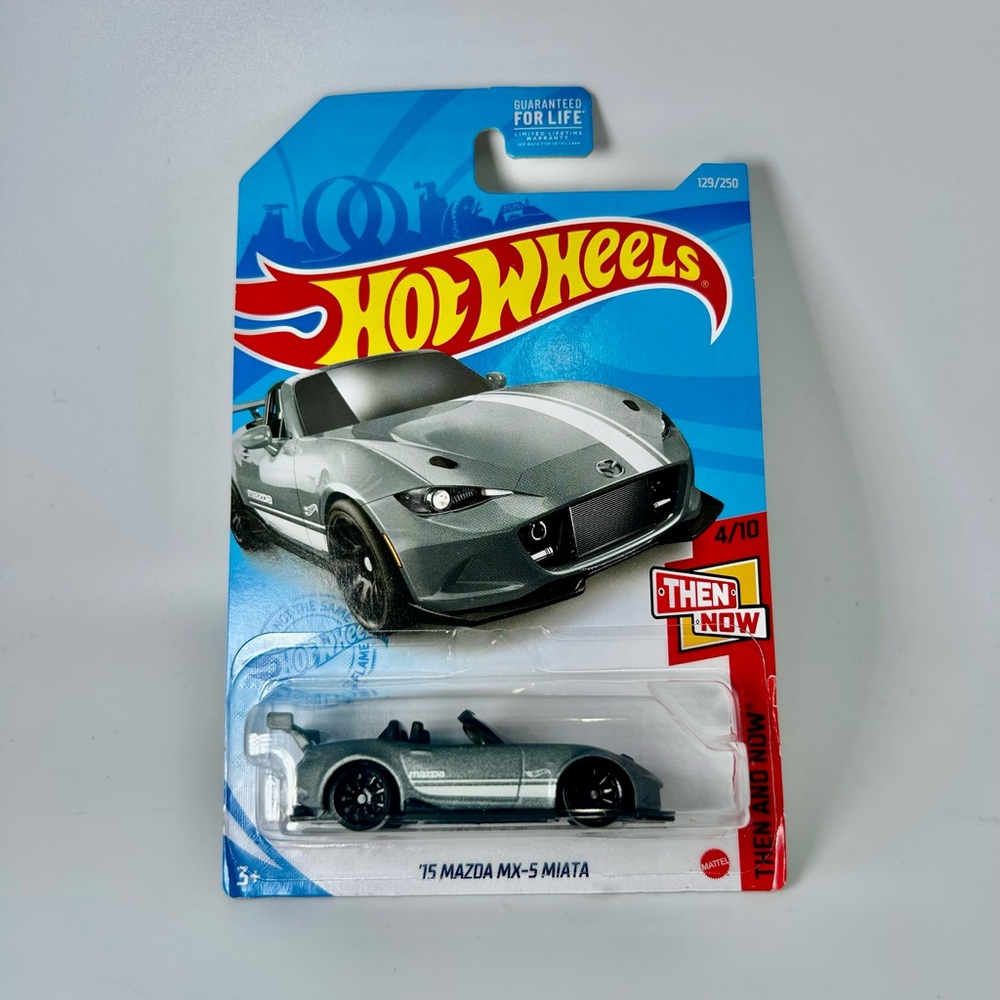 2021 Hot Wheels #129 Then and Now 4/10 '15 MAZDA MX5 MIATA Gray w/White 10 Spoke